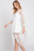MS0362 Iris Floral Lace Poncho With Tassel - MiMi Wholesale