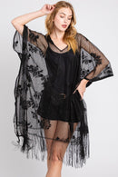 MS0362 Iris Floral Lace Poncho With Tassel - MiMi Wholesale