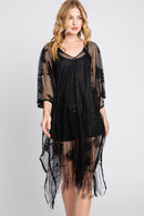 MS0362 Iris Floral Lace Poncho With Tassel - MiMi Wholesale