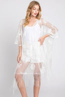 MS0362 Iris Floral Lace Poncho With Tassel - MiMi Wholesale