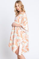 MS0365 Serenity Flower Print Drawstring Kimono - MiMi Wholesale