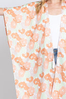 MS0365 Serenity Flower Print Drawstring Kimono - MiMi Wholesale