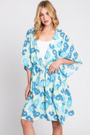 MS0365 Serenity Flower Print Drawstring Kimono - MiMi Wholesale