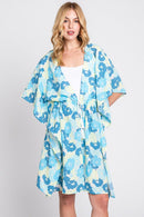 MS0365 Serenity Flower Print Drawstring Kimono - MiMi Wholesale