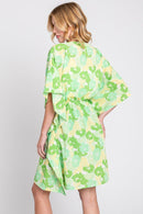 MS0365 Serenity Flower Print Drawstring Kimono - MiMi Wholesale