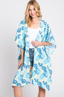 MS0365 Serenity Flower Print Drawstring Kimono - MiMi Wholesale