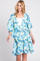 MS0365 Serenity Flower Print Drawstring Kimono - MiMi Wholesale
