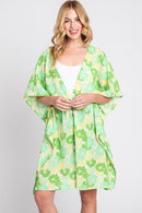 MS0365 Serenity Flower Print Drawstring Kimono - MiMi Wholesale