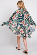 MS0366 Tropical Flower Leaves Kimono - MiMi Wholesale