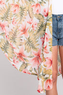 MS0366 Tropical Flower Leaves Kimono - MiMi Wholesale