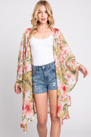 MS0366 Tropical Flower Leaves Kimono - MiMi Wholesale