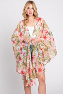 MS0366 Tropical Flower Leaves Kimono - MiMi Wholesale