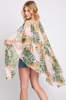 MS0368 Lyla Tropical Leaves Print Kimono - MiMi Wholesale