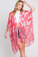 MS0370 Maeve Butterfly and Flower Print Kimono - MiMi Wholesale