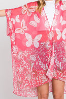 MS0370 Maeve Butterfly and Flower Print Kimono - MiMi Wholesale