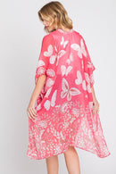 MS0370 Maeve Butterfly and Flower Print Kimono - MiMi Wholesale