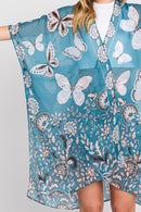 MS0370 Maeve Butterfly and Flower Print Kimono - MiMi Wholesale