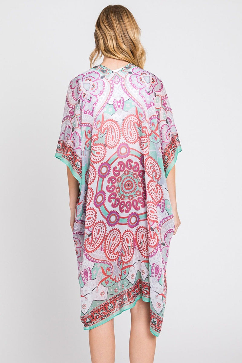 MS0376 Eva Abstract Paisley Print Kimono - MiMi Wholesale