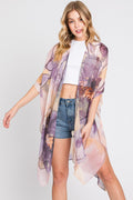 MS0377 Melody Abstract Watercolor Leaves Kimono - MiMi Wholesale