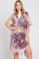 MS0377 Melody Abstract Watercolor Leaves Kimono - MiMi Wholesale