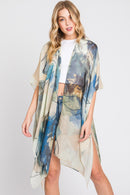 MS0377 Melody Abstract Watercolor Leaves Kimono - MiMi Wholesale