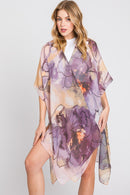 MS0377 Melody Abstract Watercolor Leaves Kimono - MiMi Wholesale