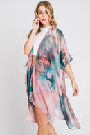 MS0377 Melody Abstract Watercolor Leaves Kimono - MiMi Wholesale