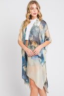 MS0377 Melody Abstract Watercolor Leaves Kimono - MiMi Wholesale