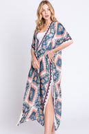 MS0387 Clara Aztec Print Long Kimono - MiMi Wholesale