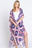 MS0387 Clara Aztec Print Long Kimono - MiMi Wholesale