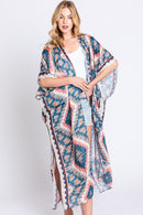 MS0387 Clara Aztec Print Long Kimono - MiMi Wholesale