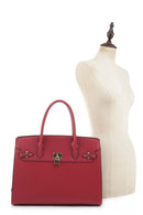 MS1309DS Structured Lock Charm Handbag w/ Matching Wallet - MiMi Wholesale
