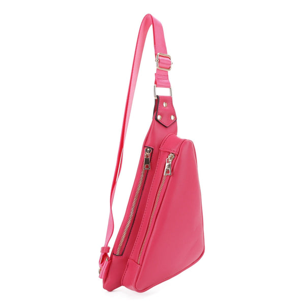 MT20389 Nancy Triangle Double Zipper Sling Bag - MiMi Wholesale