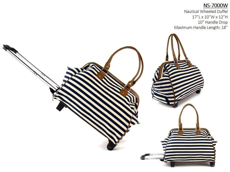NS7000W Striped Travel Duffel Bags With Wheels - MiMi Wholesale