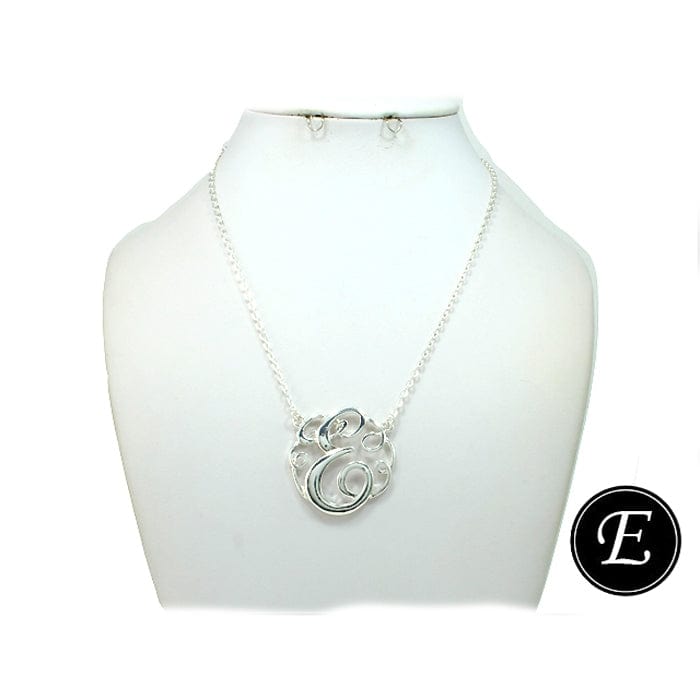 ON1003SV Initial "E" Silver Pendent Necklace 