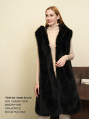 P6088 Elisa Long Faux Fur Hooded Vest - MiMi Wholesale