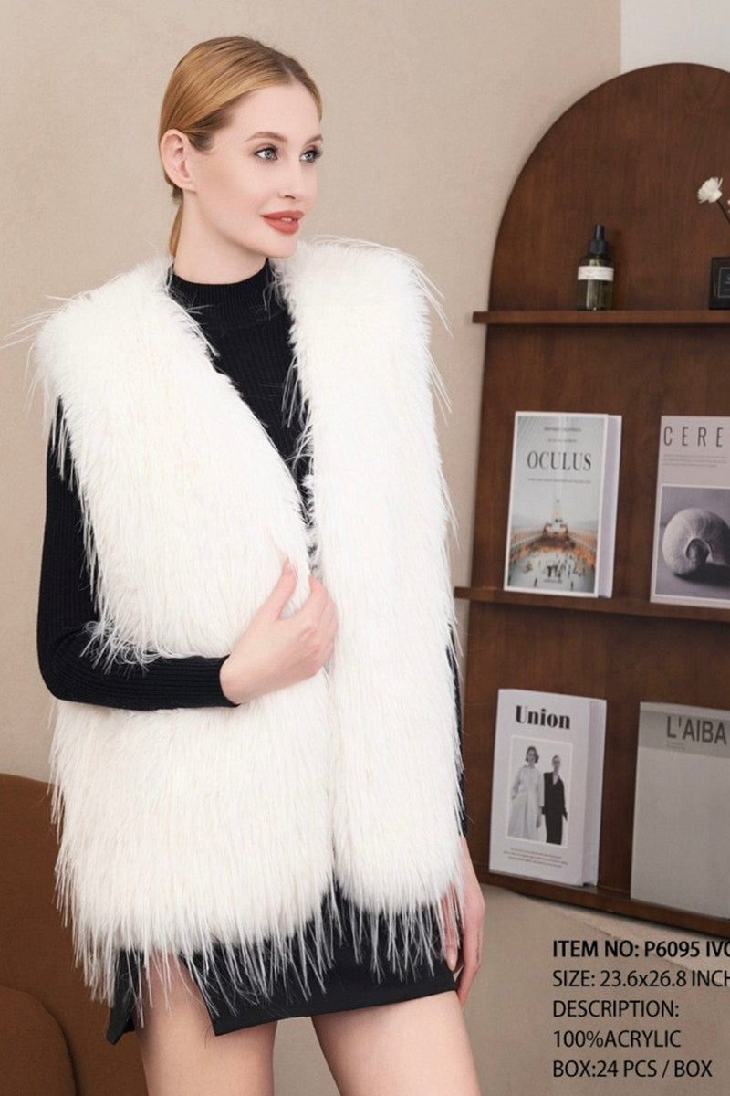 P6095 Miranda Faux Fur Vest - MiMi Wholesale