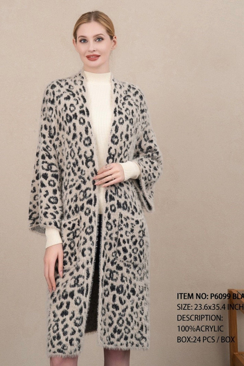 P6099 Zoe Leopard Print Cardigan - MiMi Wholesale