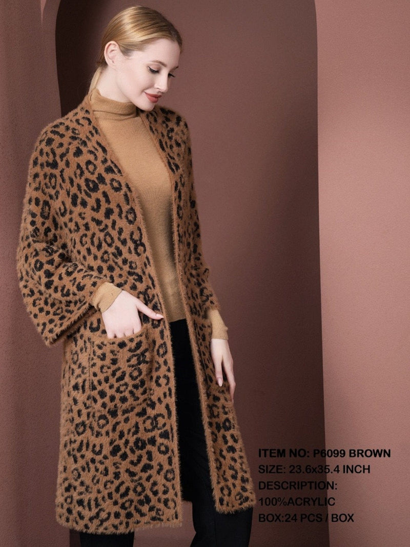 P6099 Zoe Leopard Print Cardigan - MiMi Wholesale