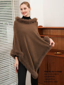 P6114 Caroline Faux Fur Trim Poncho - MiMi Wholesale