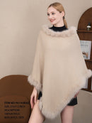 P6114 Caroline Faux Fur Trim Poncho - MiMi Wholesale
