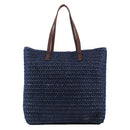 PB0033 Leather Handle Straw Beach Bag/Tote - MiMi Wholesale