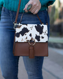 PB704 Fashion Ring Tassel Flap Crossbody Satchel Bag - MiMi Wholesale