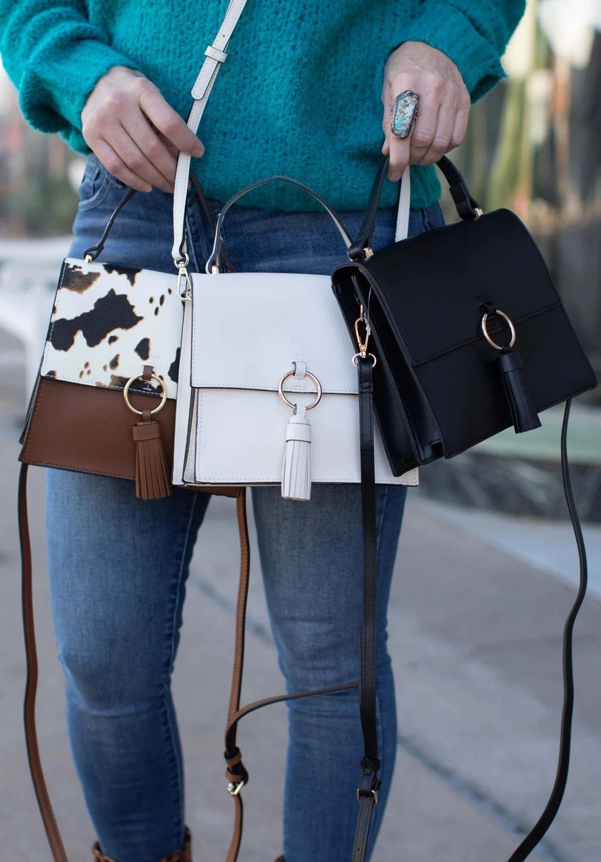 PB704 Fashion Ring Tassel Flap Crossbody Satchel Bag - MiMi Wholesale