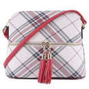 PL3031 Plaid Dome Fashion Crossbody w/ Tassel - MiMi Wholesale
