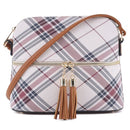 PL3031 Plaid Dome Fashion Crossbody w/ Tassel - MiMi Wholesale