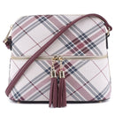 PL3031 Plaid Dome Fashion Crossbody w/ Tassel - MiMi Wholesale