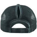 PONY002M Ponytail Distressed Mesh Cotton Cap - MiMi Wholesale
