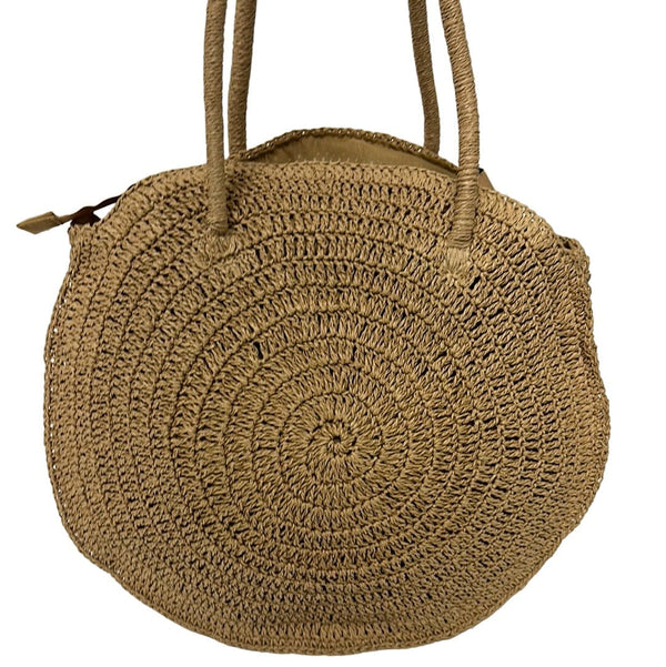 PP6848KH Round Straw Tote Bag - MiMi Wholesale