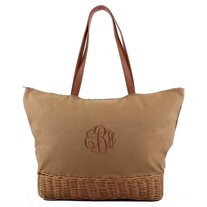 PP6849 Wicker Bottomed Tote/Beach Bag - MiMi Wholesale